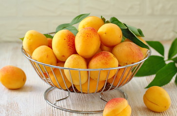 Ripe apricots on the table