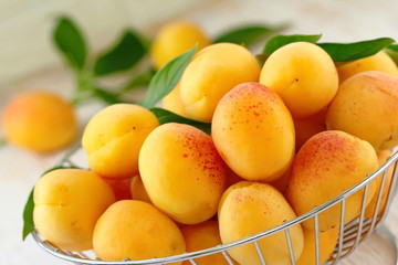 Ripe apricots on the table