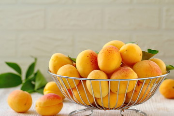 Ripe apricots on the table