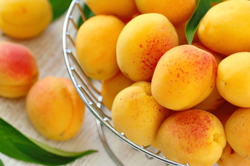 Ripe apricots on the table