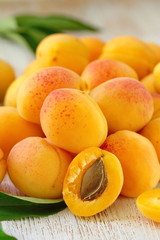 Ripe apricots on the table