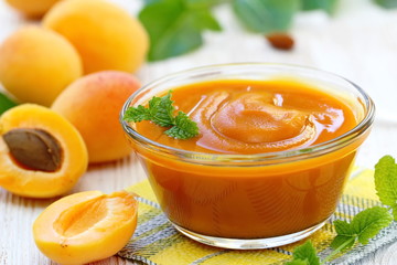 Apricot puree and fresh apricots