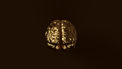 Black and Gold Human Brain Anatomical Model 3d illustration	