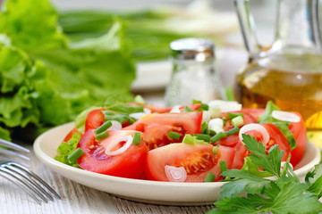 Fresh salad with tomatos and spring onion