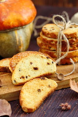 Homemade delicious cookies biscotti with berries and pumpkin