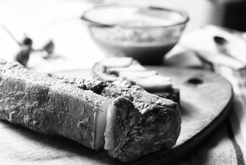 Homemade bacon monochrome