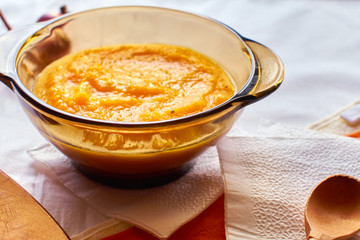 Homemade pumpkin cream soup
