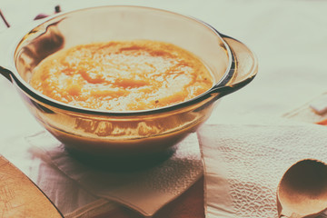 Homemade pumpkin cream soup