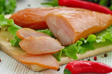 Smoked chicken fillet ready for eat