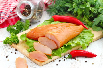 Smoked chicken fillet ready for eat