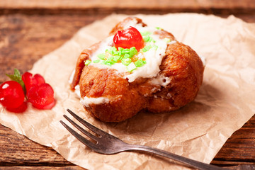 Sfincia di San Giuseppe, tipical sicilian pastry made with fresh ricotta