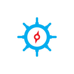 Fototapeta na wymiar Ship's wheel compass direction logo vector design template