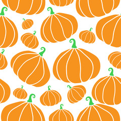 Pumpkin seamless pattern on white background