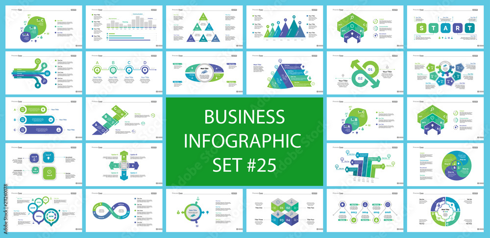Poster set of teamwork and statistics concept infographic charts. business diagrams for presentation slide 