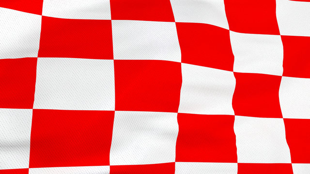 Close up of Croatian red and white check board waving flag