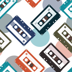 Seamless pattern with audio tapes