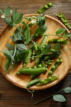 Harvest of fresh green peas