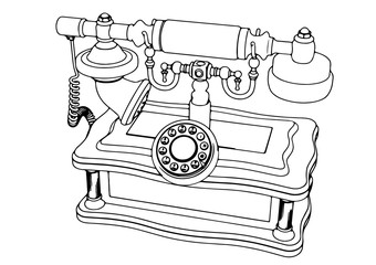 outline retro phone vector