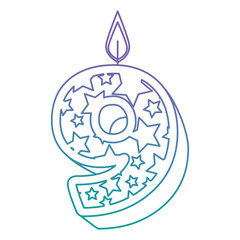 cute number nine candle with stars pattern