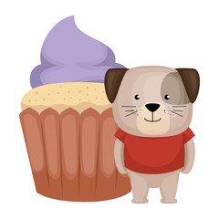 sweet cupcake with cute dog