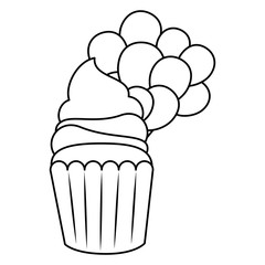 sweet cupcake pastry with balloons helium