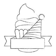 Obraz premium sweet cupcake pastry with party hat