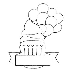 sweet cupcake pastry with balloons helium