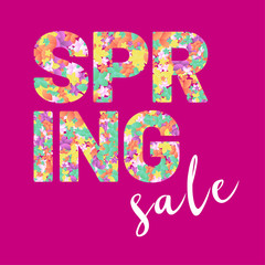SPRING word created from abstract flowers - sale concept