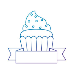sweet cupcake pastry with ribbon