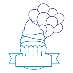 sweet cupcake pastry with balloons helium