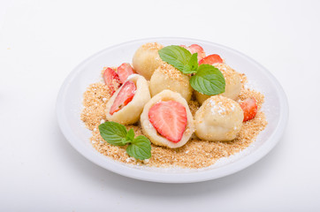 Stuffed strawberry dumplings