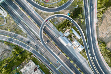The curve of suspension bridge, Thailand.