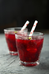 Homemade red berry cocktail