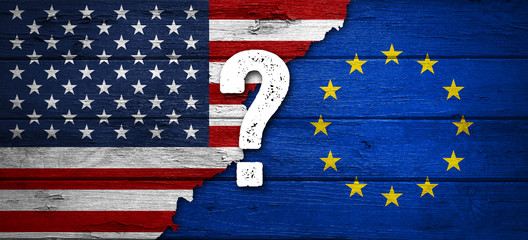 USA / Europa / Beziehungen / Konflikt / Flaggen