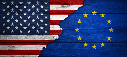 USA / Europa / Beziehungen / Konflikt / Flaggen