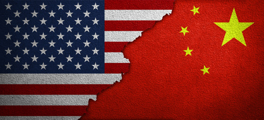 USA / China / Beziehungen / Konflikt / Flaggen