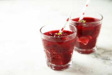 Homemade red berry cocktail
