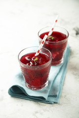 Homemade red berry cocktail