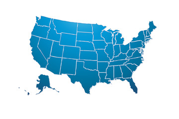 Mapa azul de Estados Unidos de América.  © Gabrieuskal