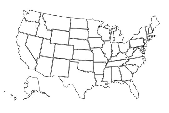 Mapa blanco de Estados Unidos de América. 