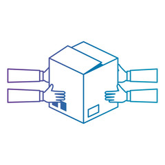 hands lifting box carton icon vector illustration design