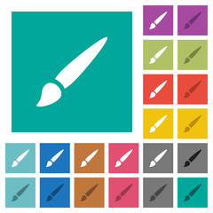 Brush square flat multi colored icons