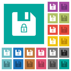 Lock file square flat multi colored icons