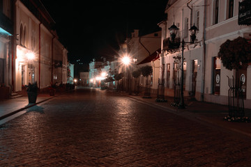 La nuit dans la ville. Grodno, ville médiévale, Belarus