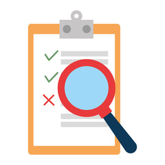clipboard checklist with magnifying glass vector illustration design