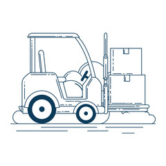 forklift vehicle with boxes vector illustration design