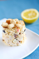 Salad with cheese and croutons