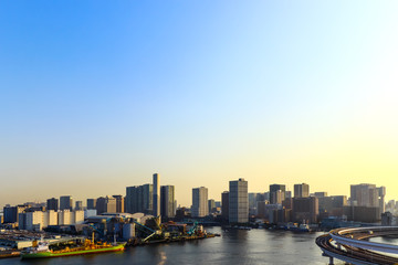 (東京都ｰ都市風景)天王洲方面の夕景