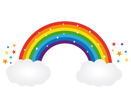 Beautiful starry rainbow illustration. Vector icon.