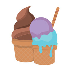 Ice cream cones icon over white background, colorful design. vector illustration